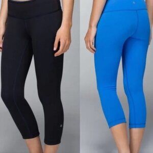 Lululemon Wunder Under Leggings (Reversible) - Black & Pipe Dream Blue